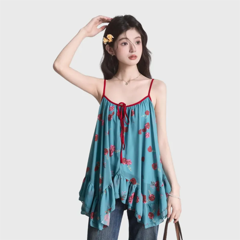 MTHE Slip Dresses Women's Blue Floral-3