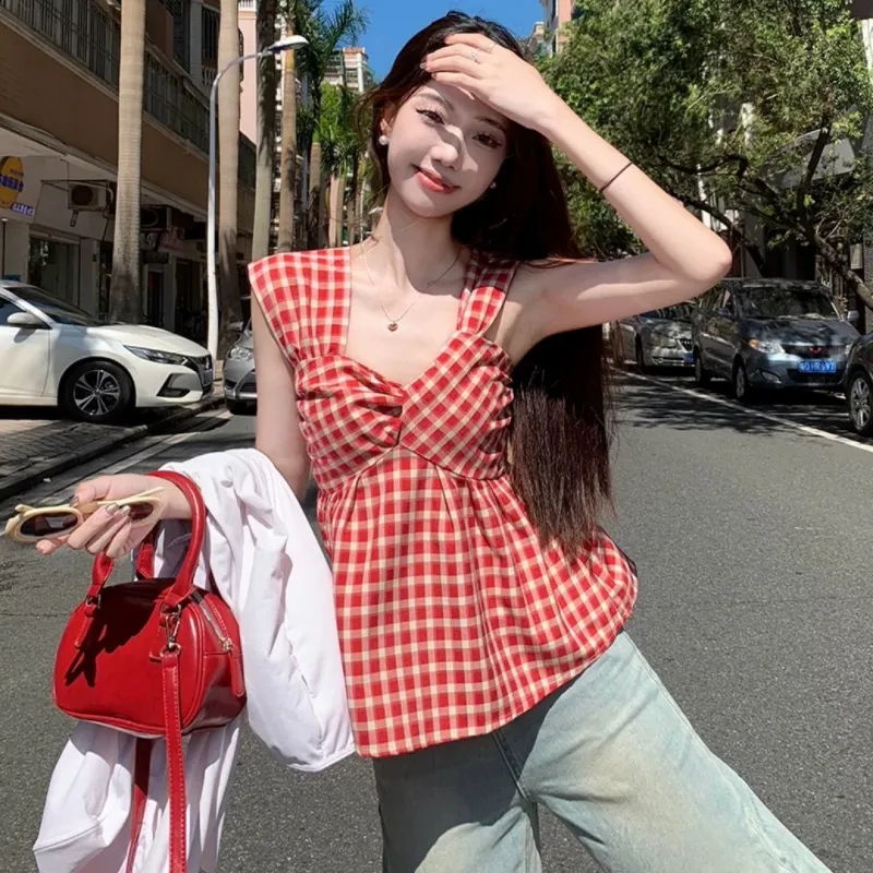 MTHE Tank Top Women's Red Plaid-5
