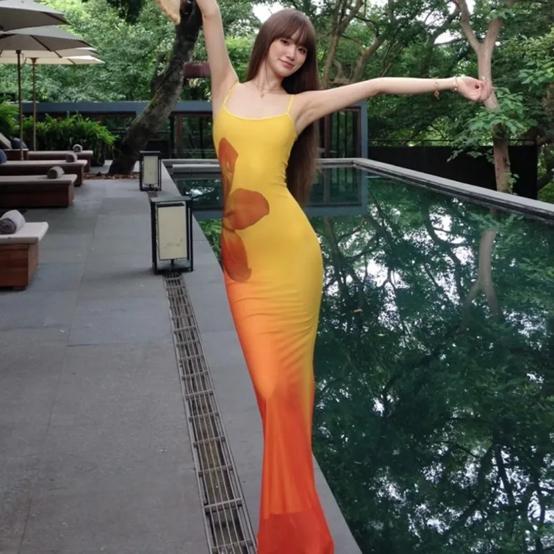 MTHE Slip Dresses Women's Sunset Orange-5