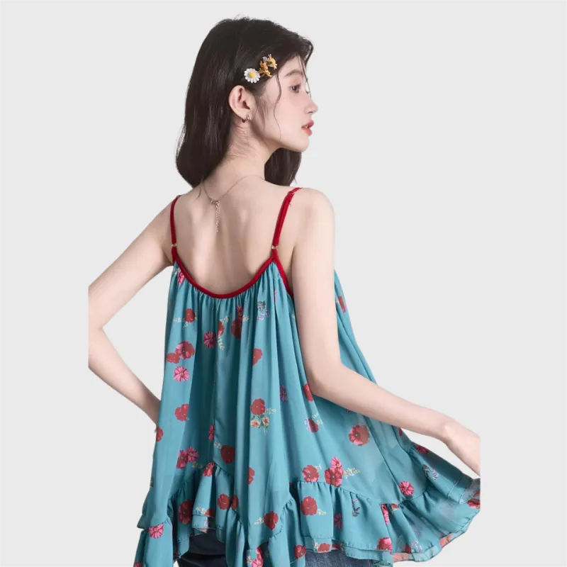MTHE Slip Dresses Women's Blue Floral-6
