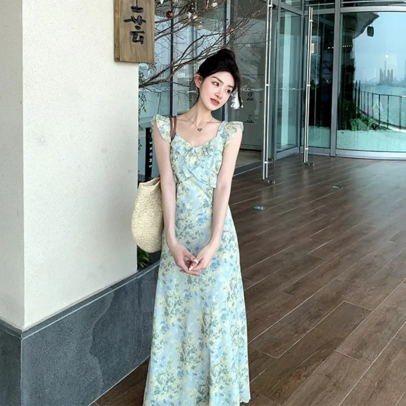 MTHE Short Sleeved Dress Women's Green Floral-4