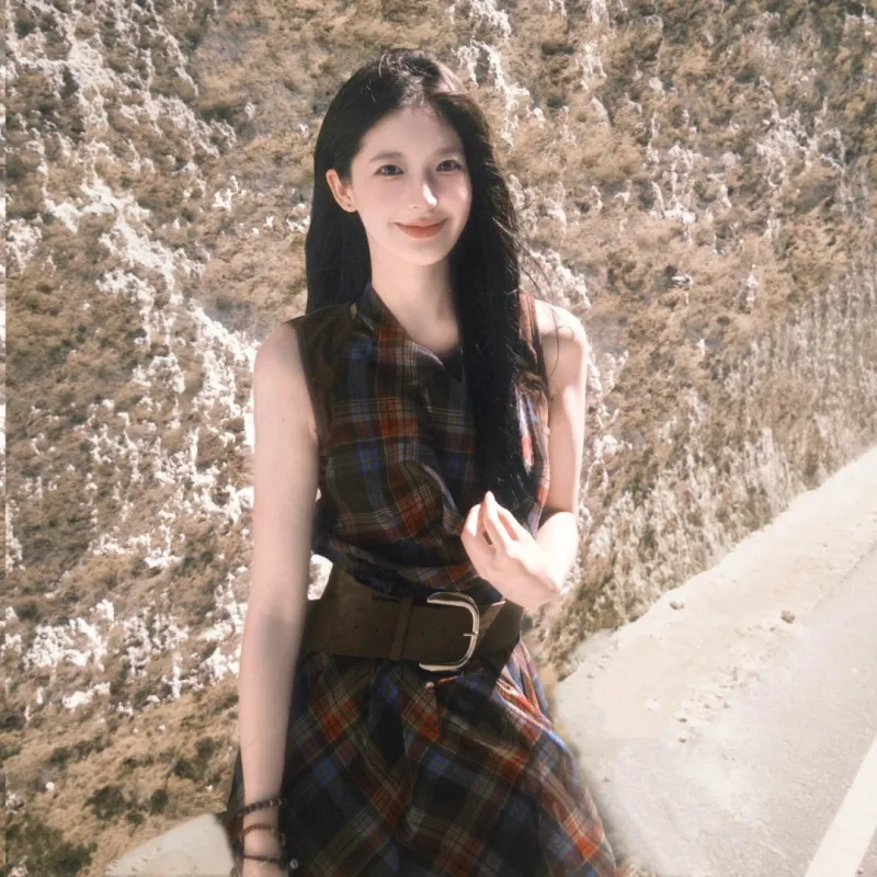 MTHE Sleeveless Dresses Women's Plaid-5