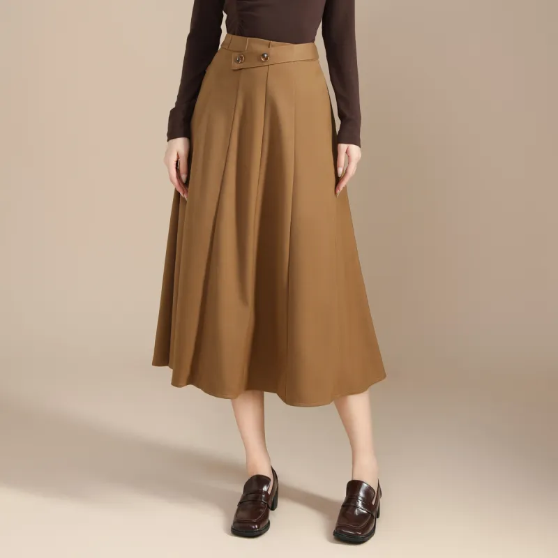 SMEN Casual Long Skirts Women's Khaki-7