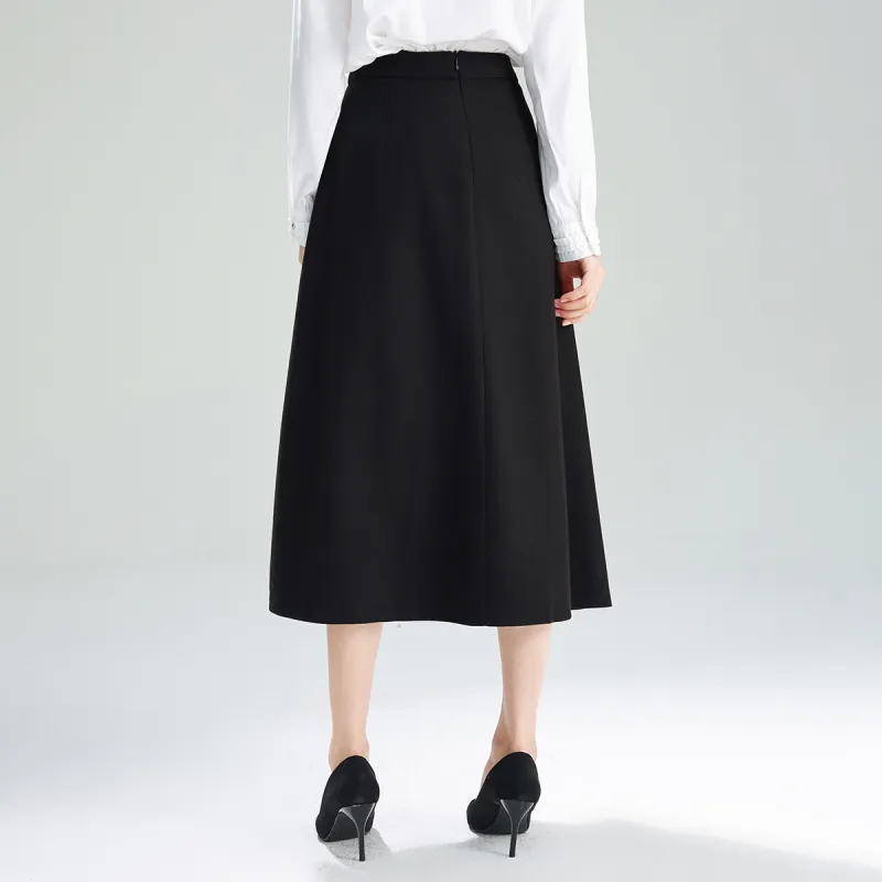 SMEN Casual Long Skirts Women's Black-2