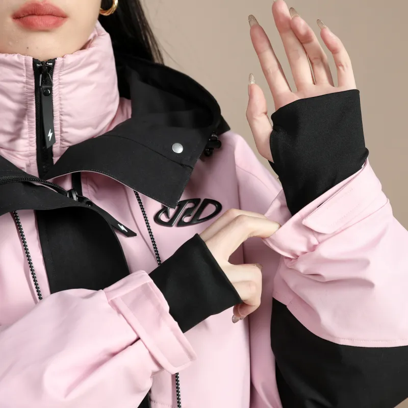 SMEN Hooded Down Jacket Women's Pink-1