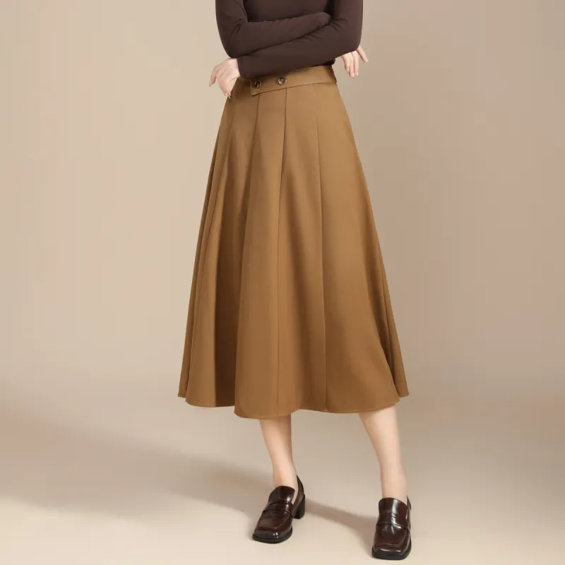 SMEN Casual Long Skirts Women's Khaki-2