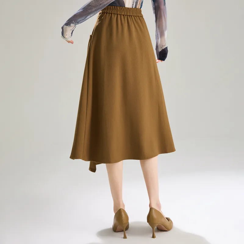 SMEN Casual Long Skirts Women's Coffee-4