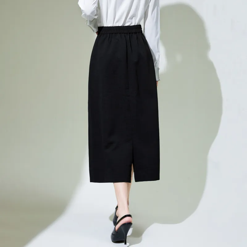 SMEN Casual Long Skirts Women's Black-4