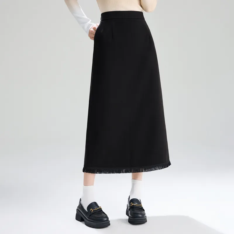 SMEN Casual Long Skirts Women's Black-6