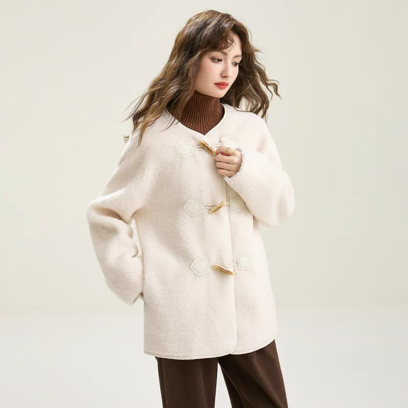 SMEN Velvet feel Coat Women's Beige-2