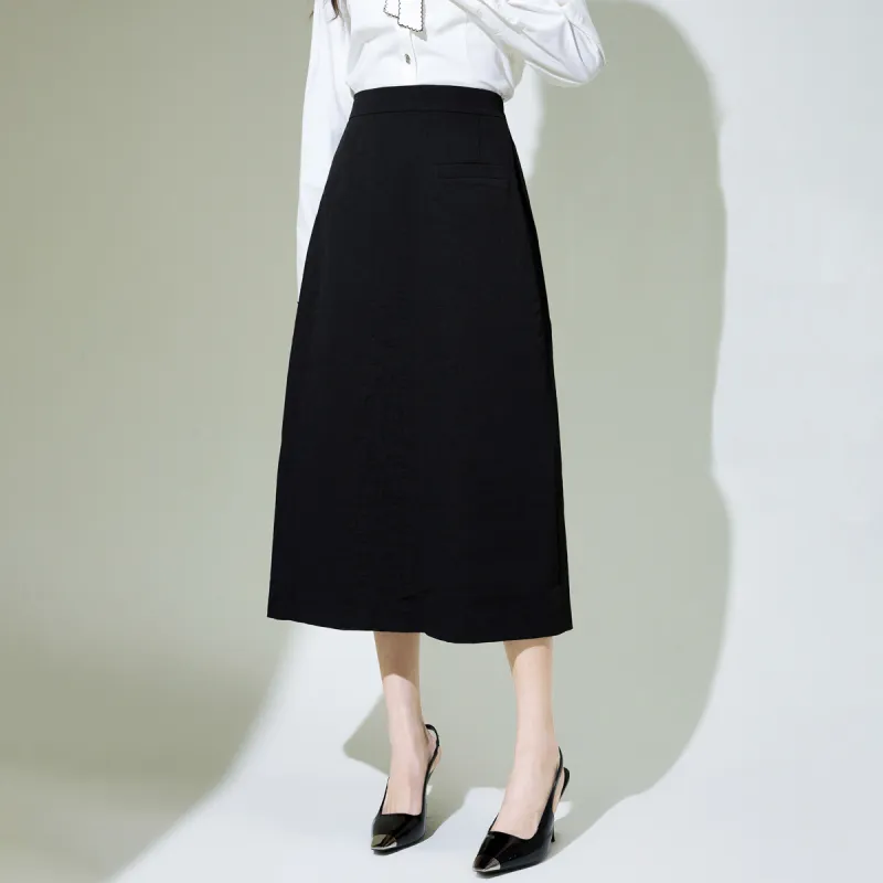 SMEN Casual Long Skirts Women's Black-3