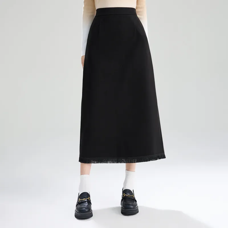 SMEN Casual Long Skirts Women's Black-5