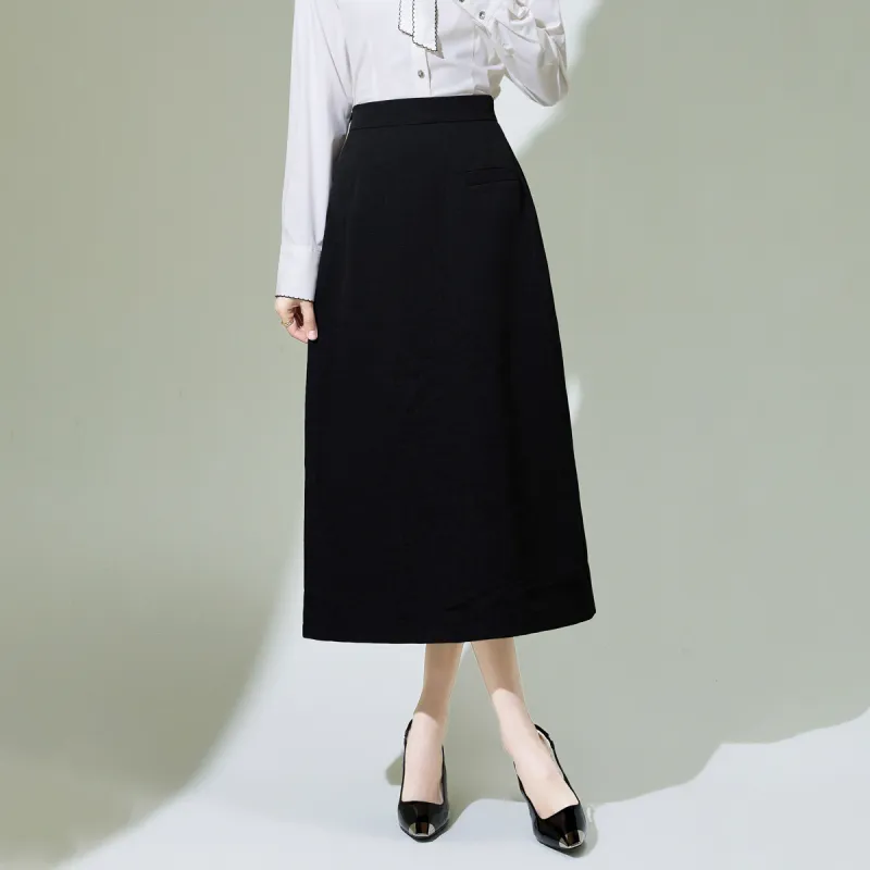 SMEN Casual Long Skirts Women's Black-2