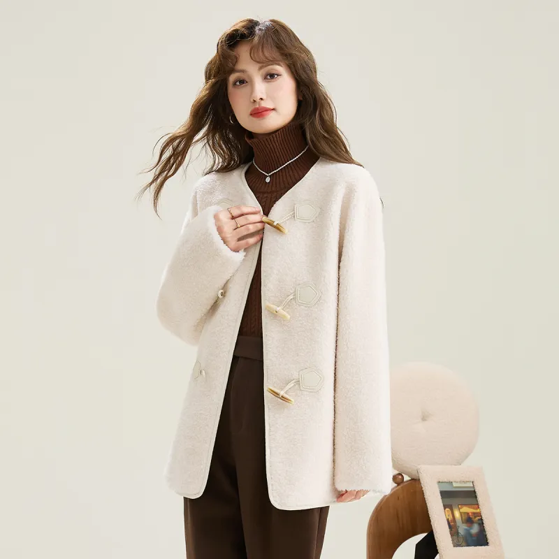 SMEN Velvet feel Coat Women's Beige-4