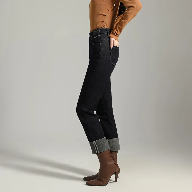 SMEN Jeans Women's Dark Blue-5