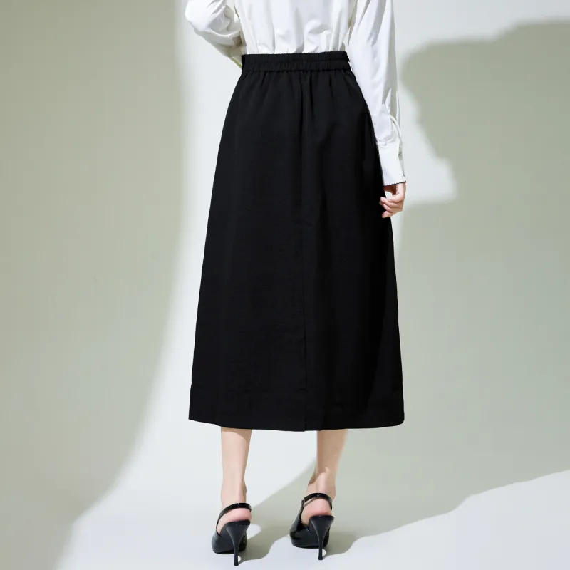 SMEN Casual Long Skirts Women's Black-5