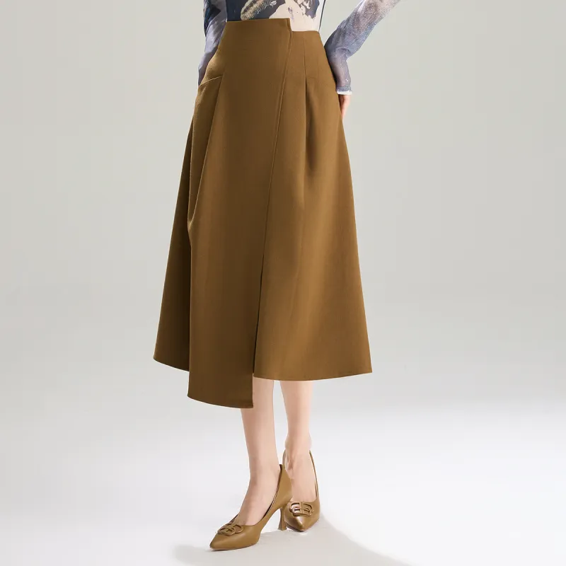 SMEN Casual Long Skirts Women's Coffee-3