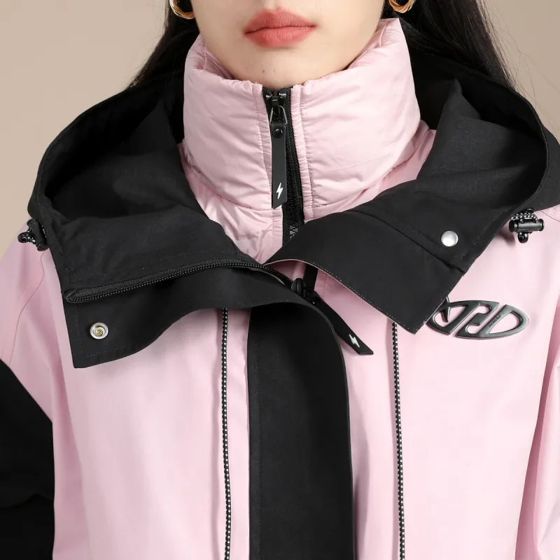 SMEN Hooded Down Jacket Women's Pink-0