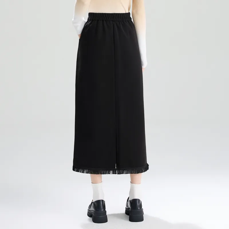 SMEN Casual Long Skirts Women's Black-7
