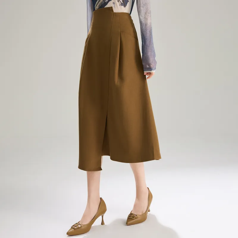 SMEN Casual Long Skirts Women's Coffee-6