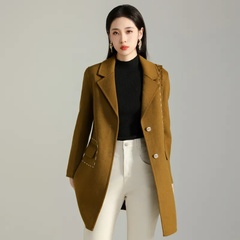 SMEN Coats Women's Tea Brown-3