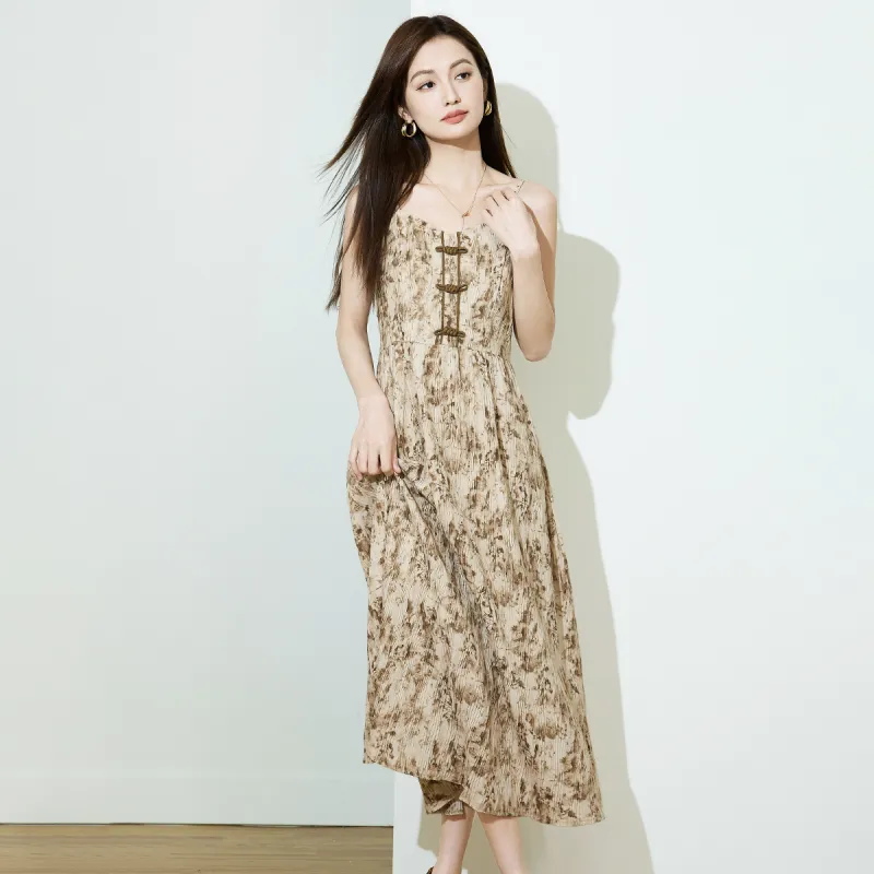 SMEN Slip Dresses Women's Coffee-5