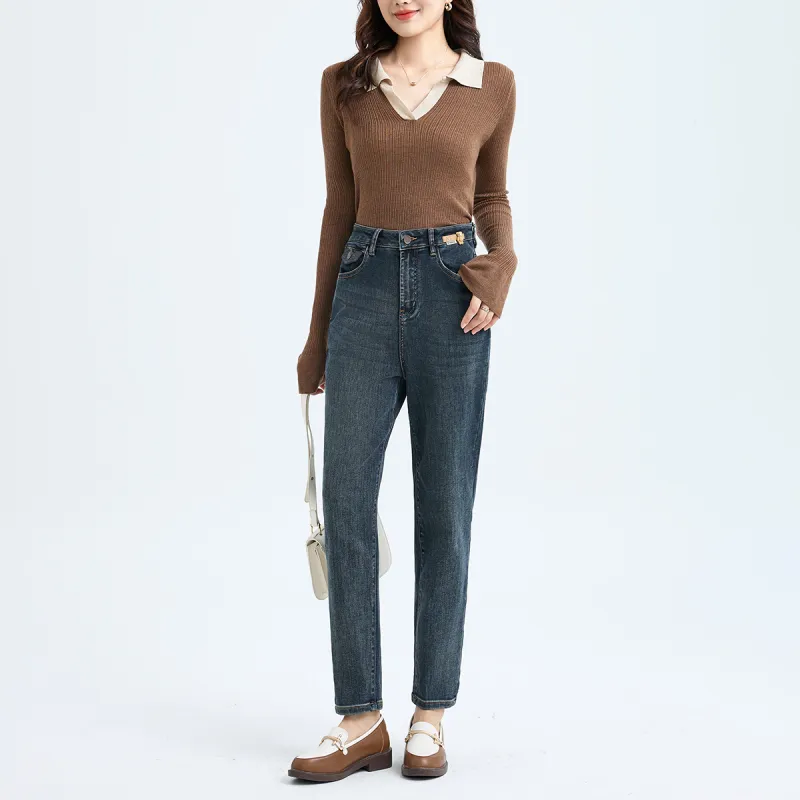 SMEN Jeans Women's Dark Blue-5