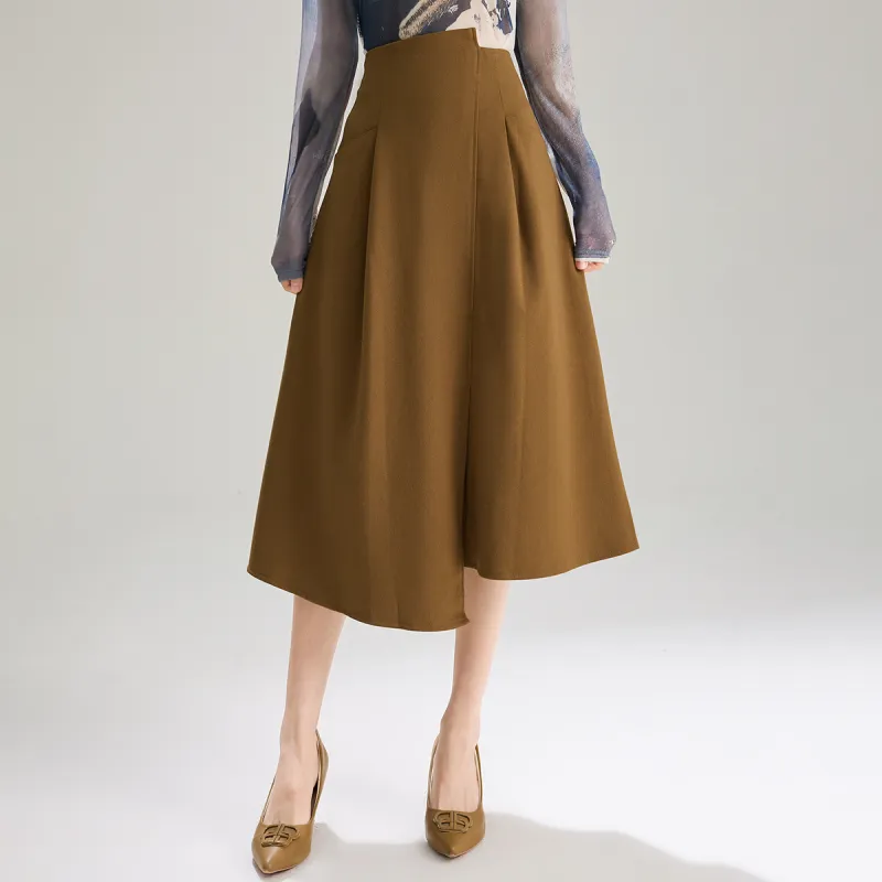 SMEN Casual Long Skirts Women's Coffee-2