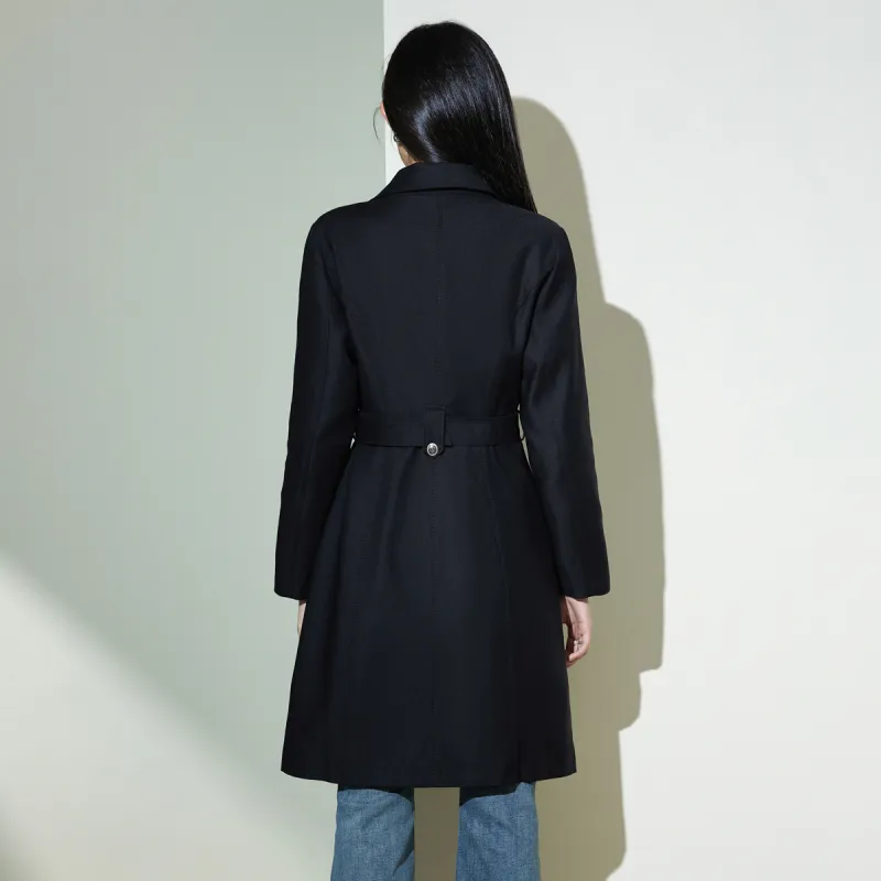 SMEN Trench Coats Women's Black-1