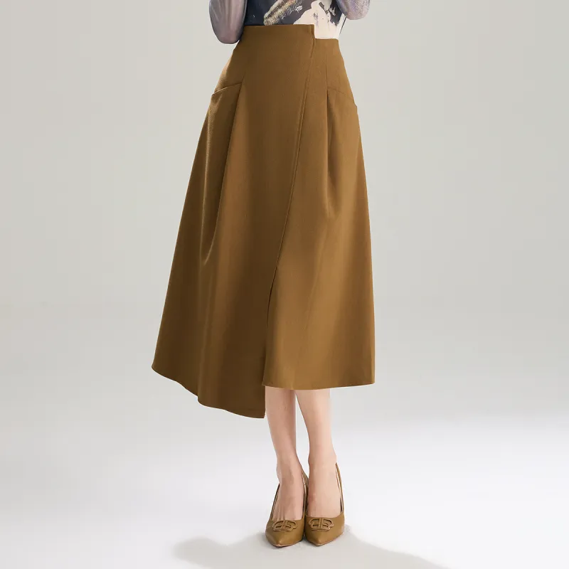 SMEN Casual Long Skirts Women's Coffee-7