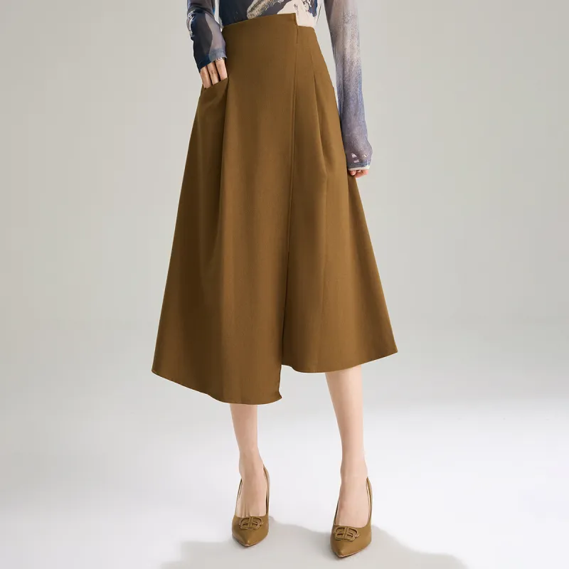 SMEN Casual Long Skirts Women's Coffee-5