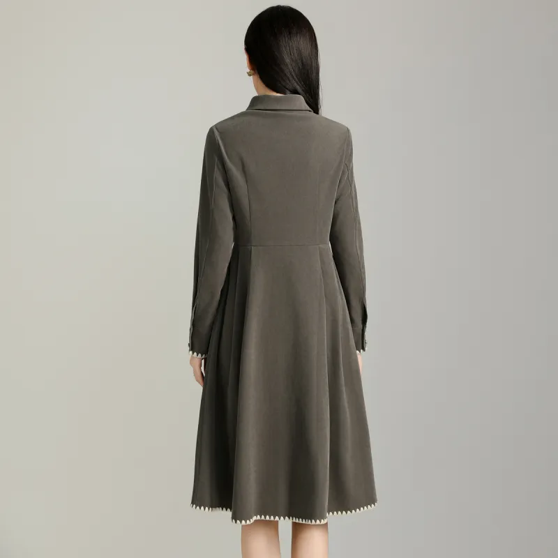 SMEN Long Sleeved Dresses Women's Gray-0