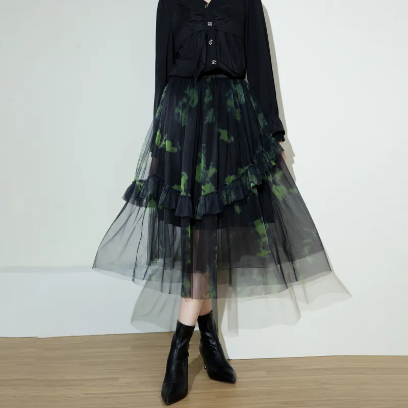 SMEN Casual Long Skirts Women's Green-0