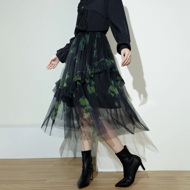 SMEN Casual Long Skirts Women's Green-1