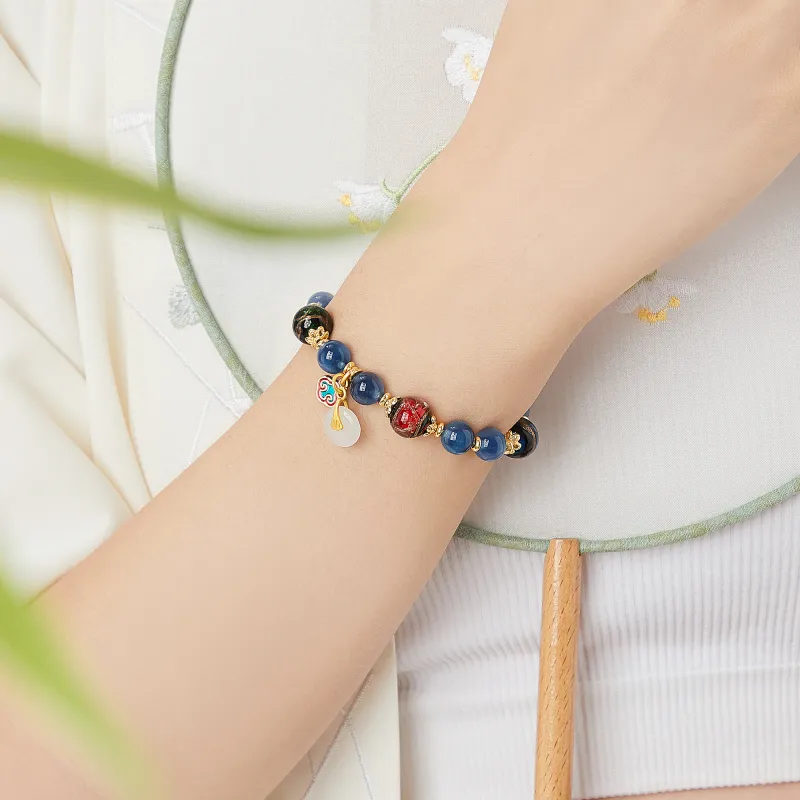 MOLADY Colored Glaze Natural Jade Bracelet For Women's Women's-3