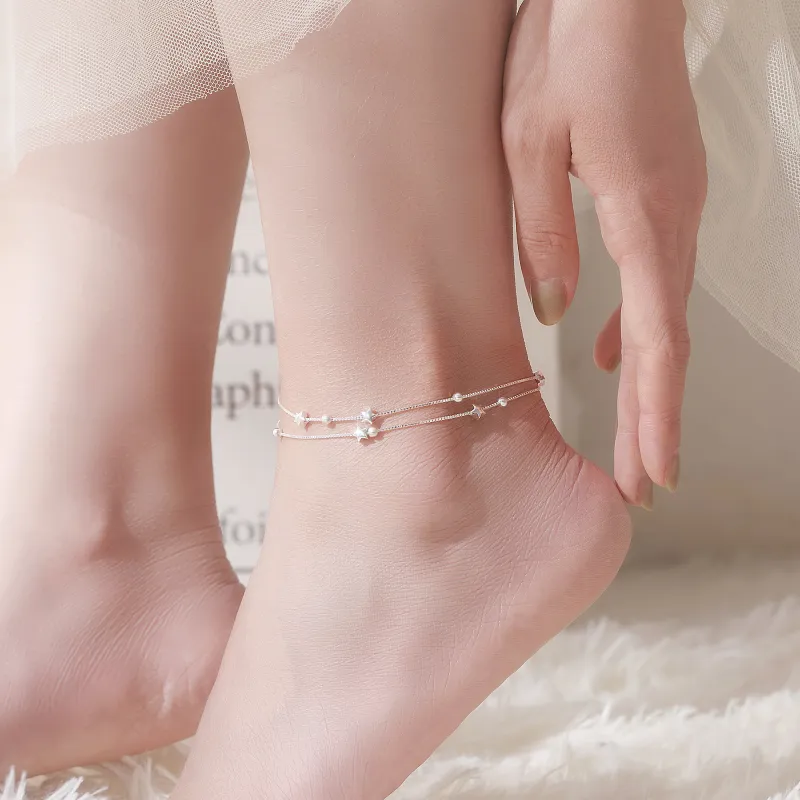 MOLADY 990 Silver Anklets Women's-1