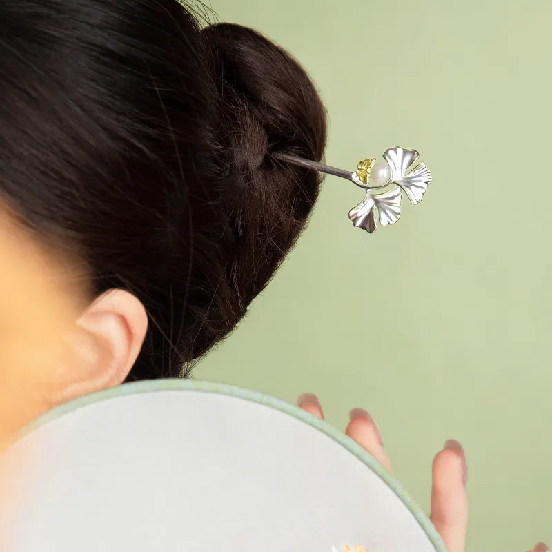 MOLADY S925 Silver Freshwater Pearl Hairpins Women's-2