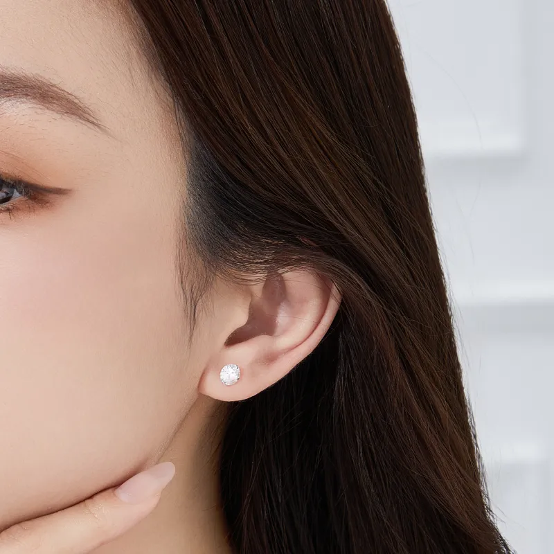 MOLADY S990 Silver Stud Earrings For Women's Women's-2