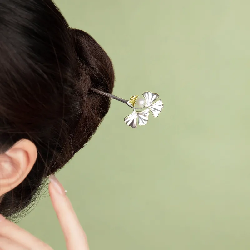 MOLADY S925 Silver Freshwater Pearl Hairpins Women's-3