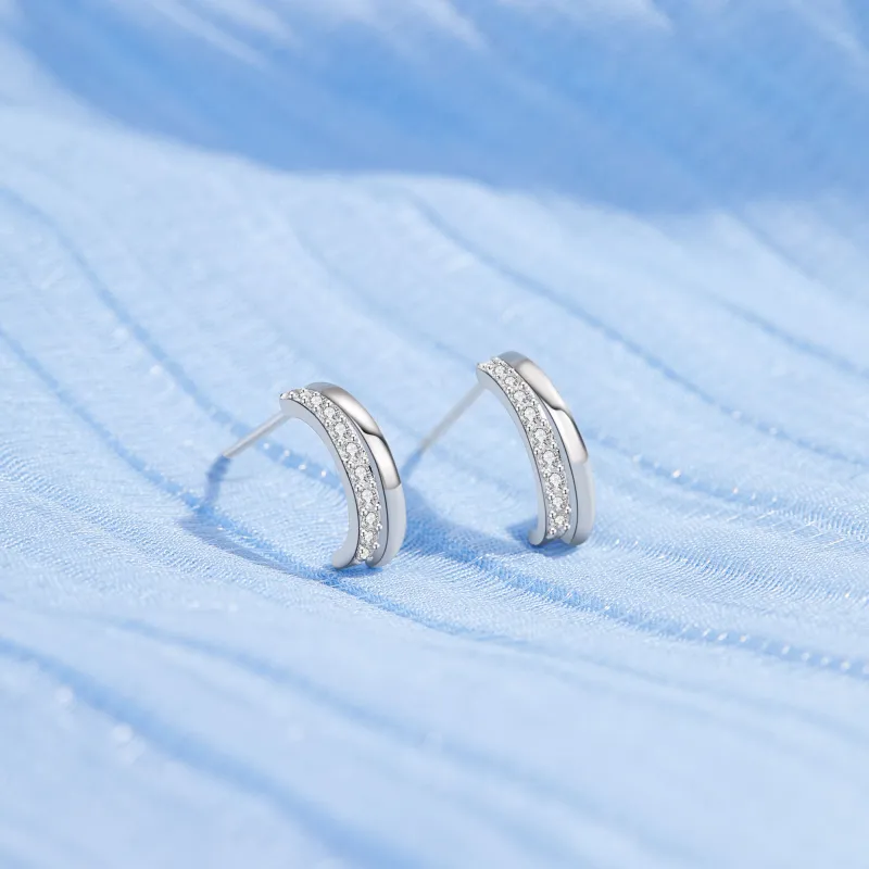 MOLADY S925 Silver Stud Earrings Women's-4