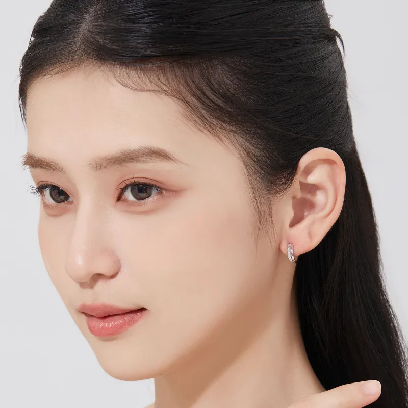 MOLADY S925 Silver Stud Earrings Women's-5