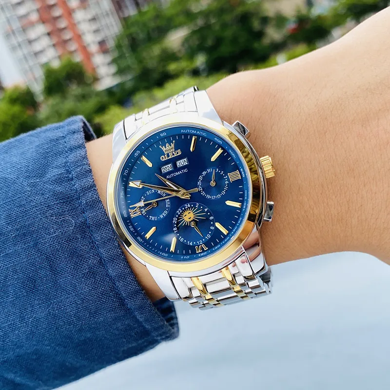 OLEVS Play The Cool Series Automatic Mechanical Movement Watch Men's Watches Blue Dial-23