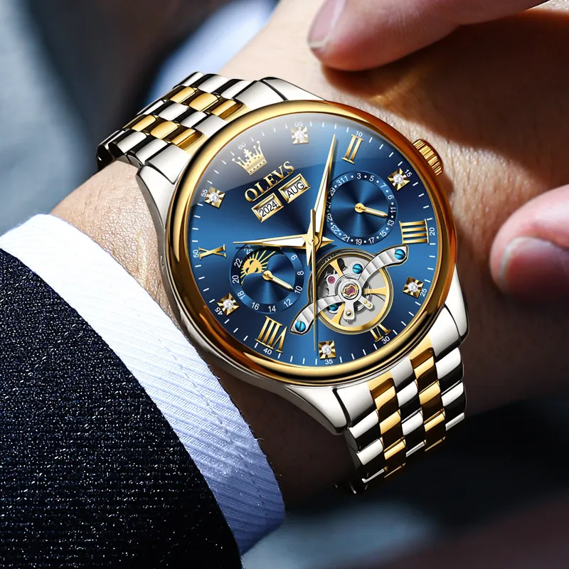 OLEVS Wisdom Series Mechanical Movement Watch Men's Watches Black Dial-15