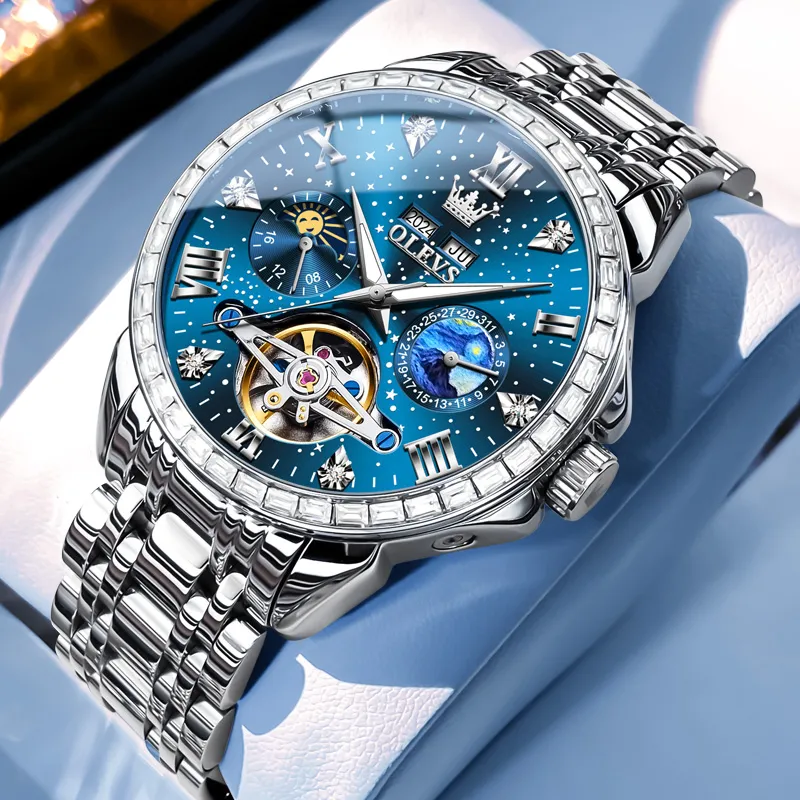 OLEVS Play The Cool Series Mechanical Movement Stainless Steel Watchband Watch Men's Watches Black Dial-12