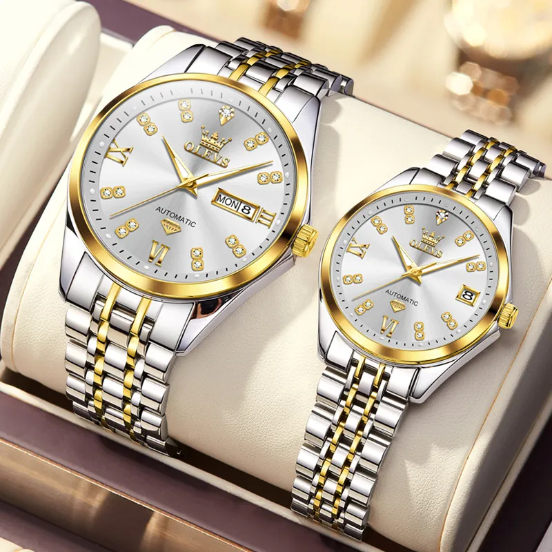 OLEVS Automatic Mechanical Movement Watch Unisex White Dial-9