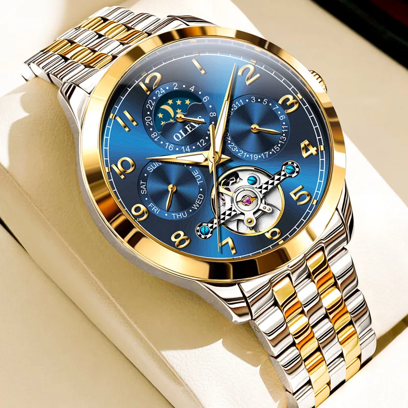OLEVS Play The Cool Series Mechanical Movement Stainless Steel Watchband Watch Men's Watches White Dial-21
