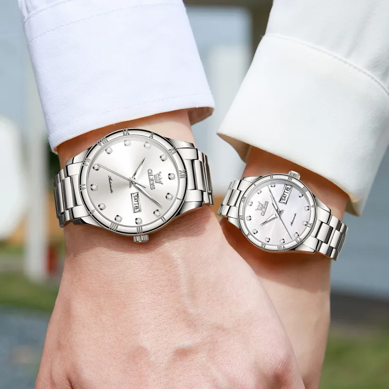 OLEVS Automatic Mechanical Movement Watch Unisex White Dial-3
