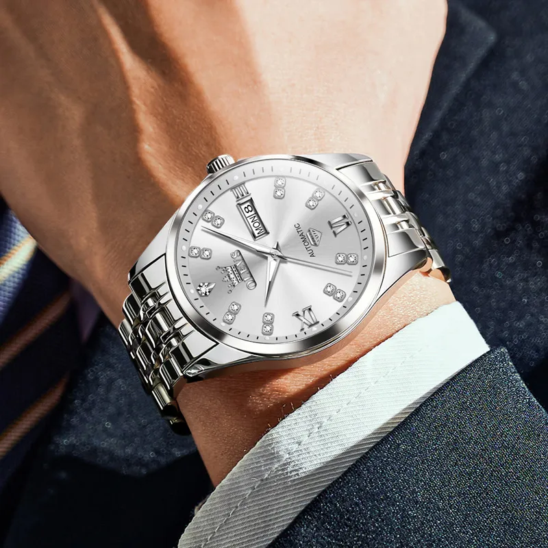 OLEVS Minimalist Series Automatic Mechanical Movement Watch Men's Watches White Dial-2