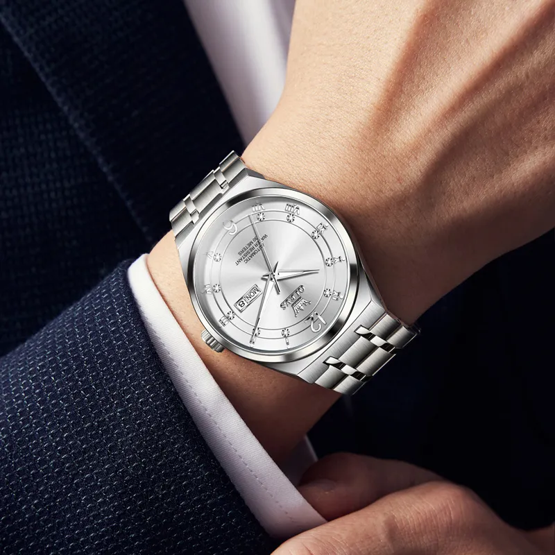 OLEVS Mechanical Movement Stainless Steel Watchband Watch Men's Watches White Dial-1