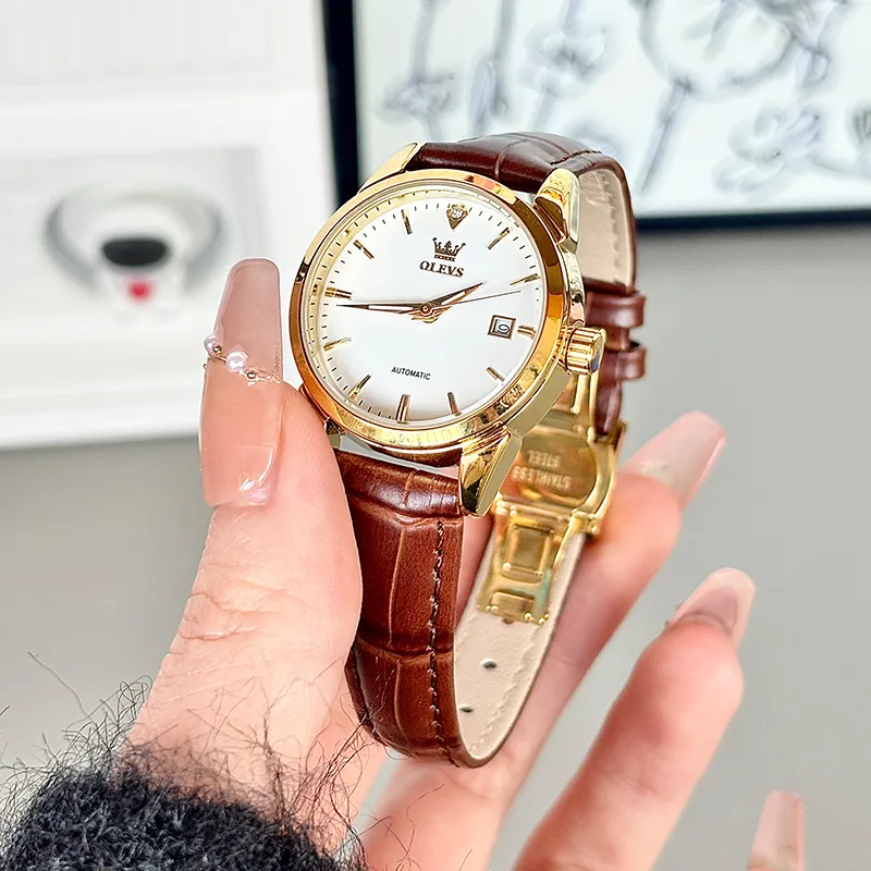 OLEVS Minimalist Series Mechanical Movement Watch Women's Watch White Dial-20
